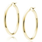 Cercei rotunzi argint placati cu aur galben Ø40 mm x 3 mm Classic Hoops DiAmanti KHR340G-DIA